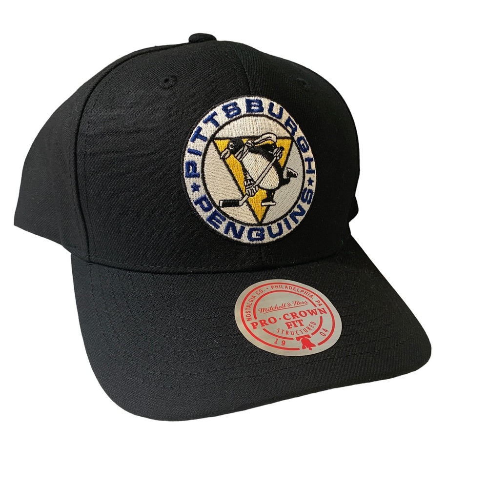 Pittsburgh Penguins Mitchell & Ness NHL Black Adjustable Snapback Cap Hat OSFM